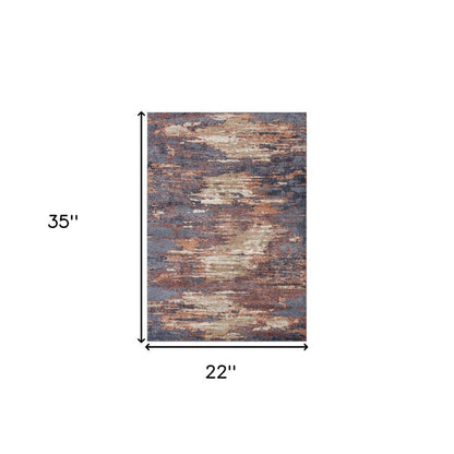 8' X 10' Ivory Rust And Blue Abstract Area Rug