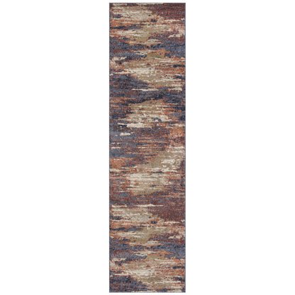 2' X 3' Ivory Rust and Blue Abstract Power Loom Area Rug