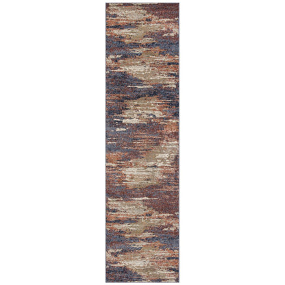 8' X 10' Ivory Rust And Blue Abstract Area Rug