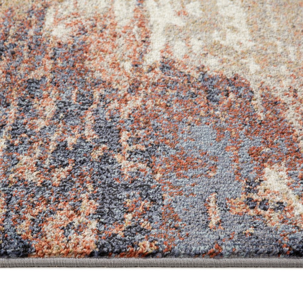 8' X 10' Ivory Rust And Blue Abstract Area Rug