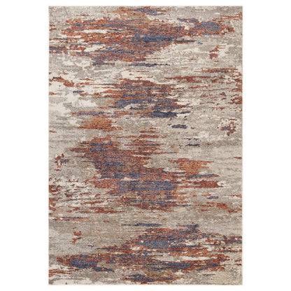 2' X 3' Beige Rust And Blue Abstract Area Rug