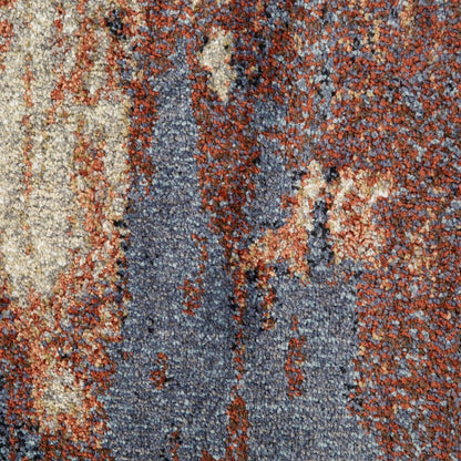 2' X 3' Beige Rust And Blue Abstract Area Rug