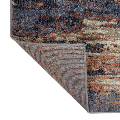 2' X 3' Beige Rust and Blue Abstract Power Loom Area Rug