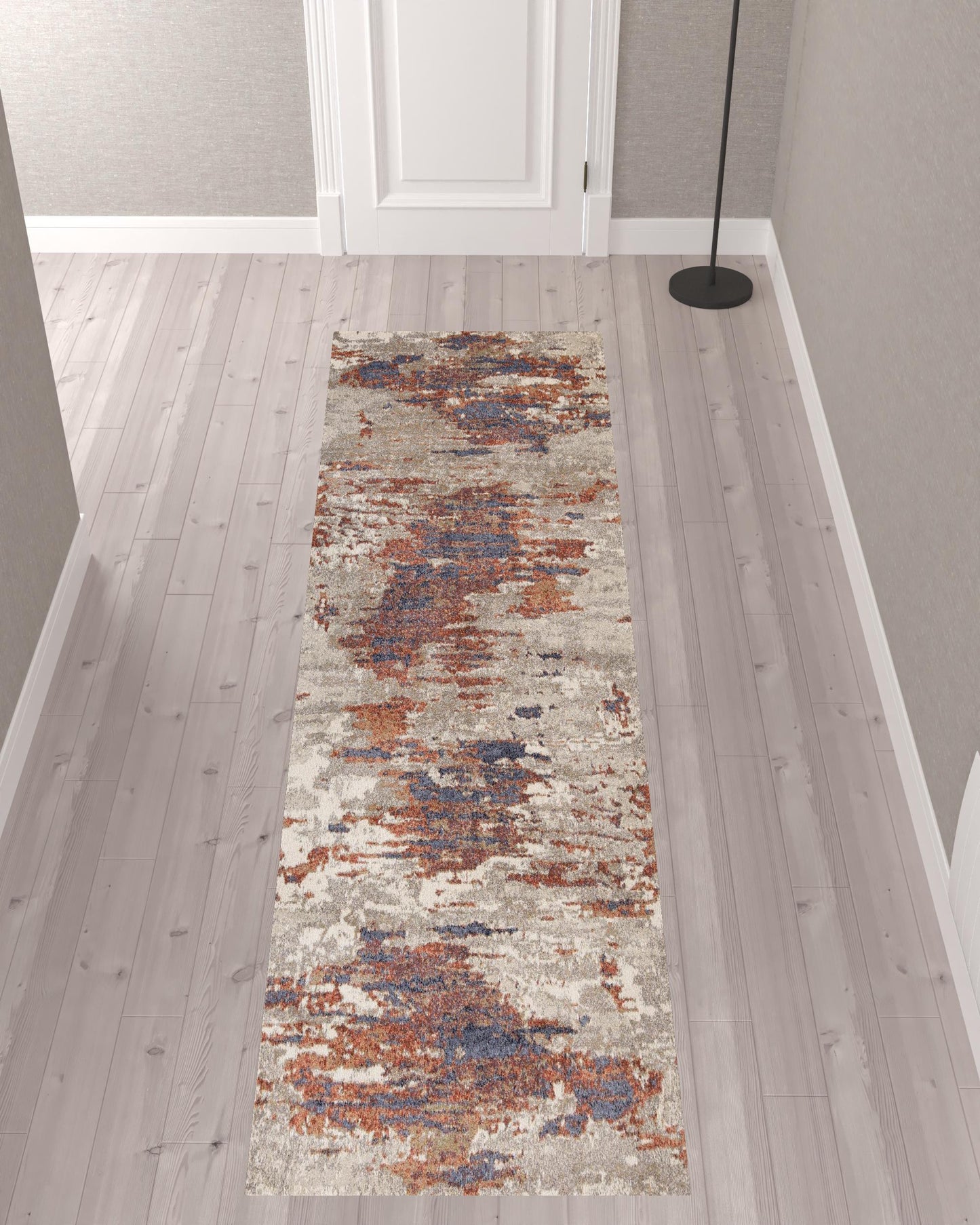 2' X 3' Beige Rust and Blue Abstract Power Loom Area Rug