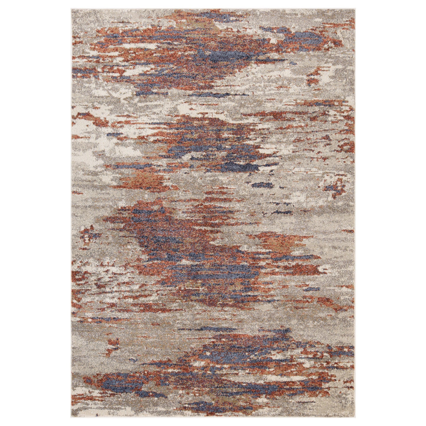 2' X 3' Beige Rust and Blue Abstract Power Loom Area Rug