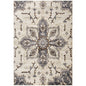 2' X 3' Ivory Gray and Black Floral Medallion Power Loom Area Rug