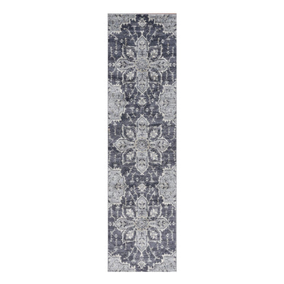 10' Purple and Ivory Floral Medallion Power Loom Runner Rug