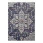6' X 9' Ivory Gray And Blue Floral Medallion Area Rug