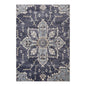 6' X 9' Ivory Gray And Blue Floral Medallion Area Rug
