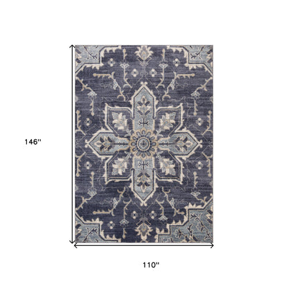 10' Purple and Ivory Floral Medallion Power Loom Runner Rug