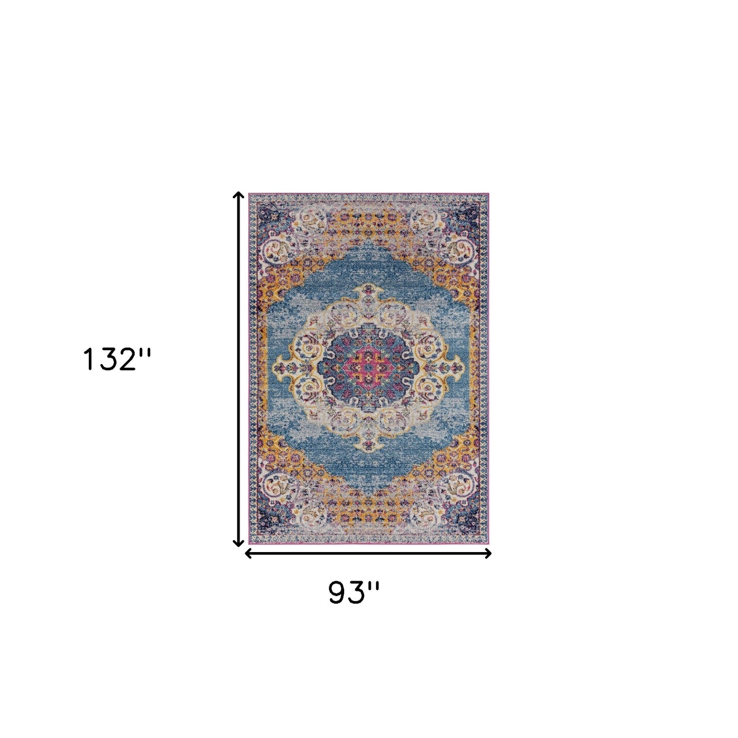 6' Blue and Orange Floral Medallion Power Loom Round Rug