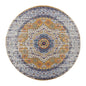 7' Ivory Blue and Orange Medallion Power Loom Runner Rug