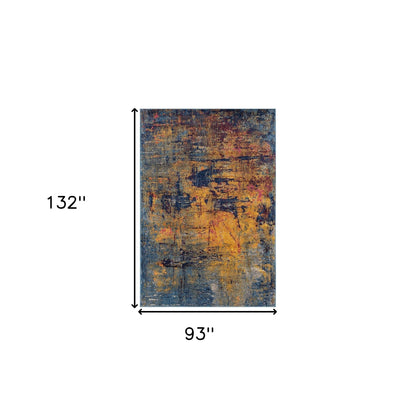 5' X 8' Navy and Orange Abstract Power Loom Area Rug