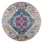 7' Turquoise Pink and Yellow Medallion Power Loom Runner Rug