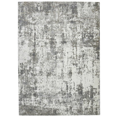 5' X 8' Ivory and Gray Abstract Power Loom Area Rug