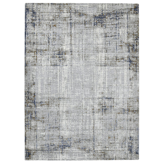 2' X 3' Ivory Blue and Gray Abstract Power Loom Area Rug