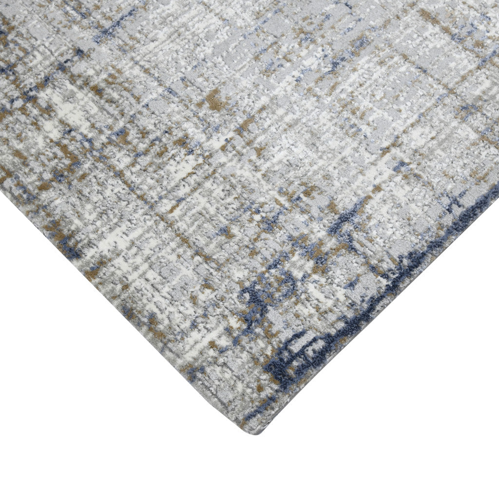 2' X 3' Ivory Blue and Gray Abstract Power Loom Area Rug