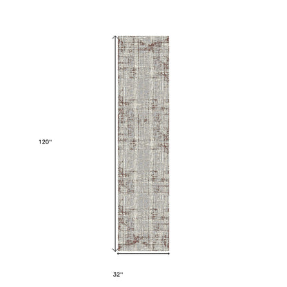 2' X 3' Ivory Red and Gray Abstract Power Loom Area Rug