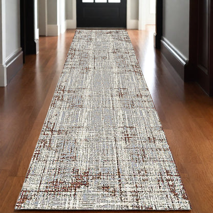 2' X 3' Ivory Red and Gray Abstract Power Loom Area Rug