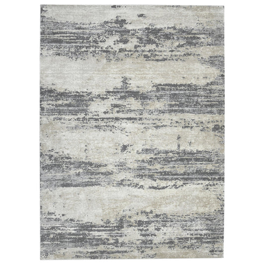 2' X 3' Ivory Beige and Gray Abstract Power Loom Area Rug