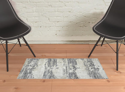 2' X 3' Ivory Beige and Gray Abstract Power Loom Area Rug