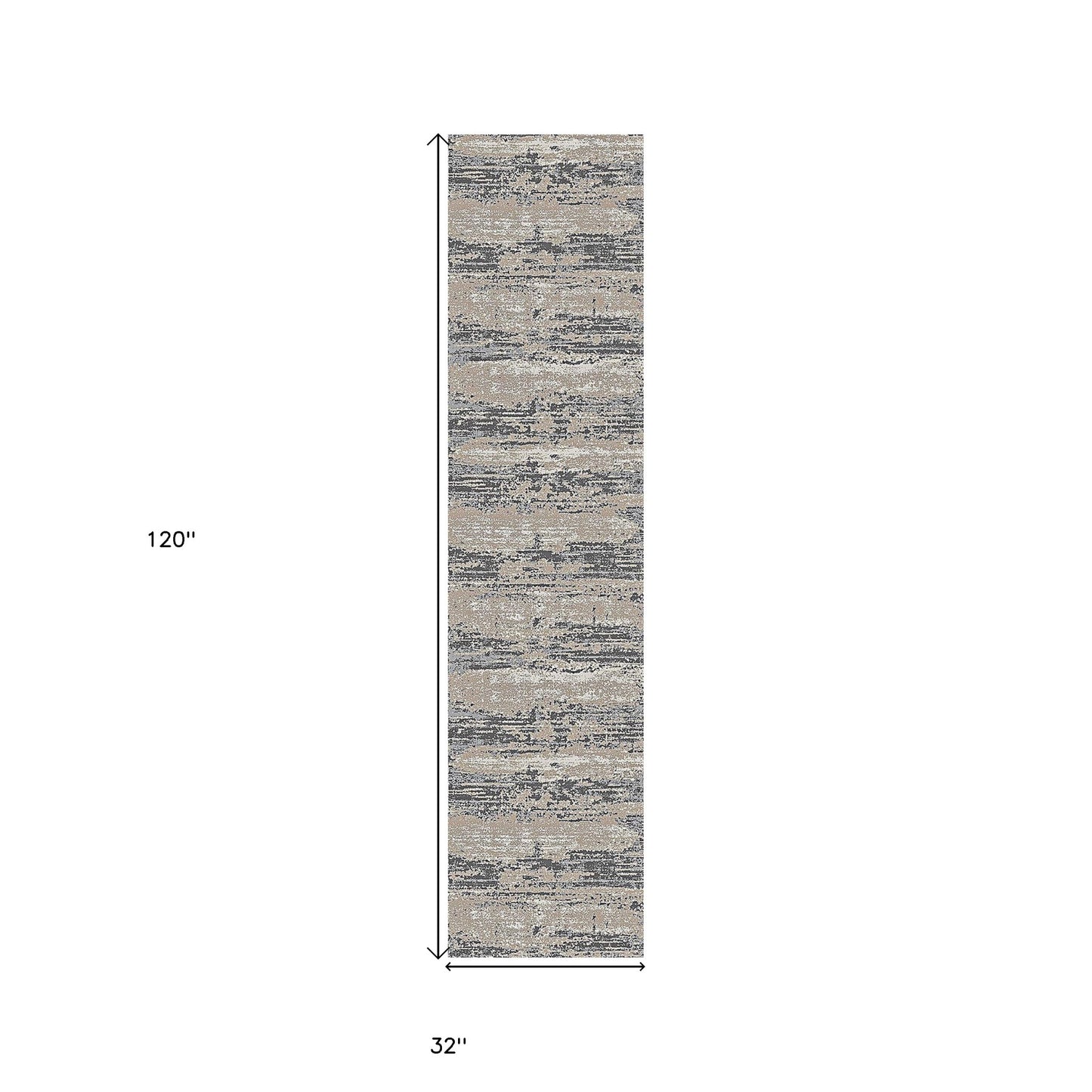 2' X 3' Ivory Beige and Gray Abstract Power Loom Area Rug