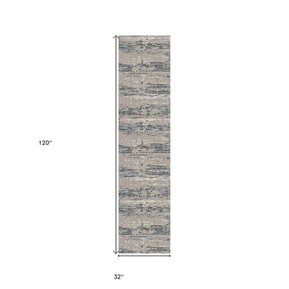 2' X 3' Ivory Beige and Gray Abstract Power Loom Area Rug