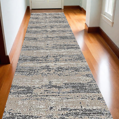 2' X 3' Ivory Beige and Gray Abstract Power Loom Area Rug