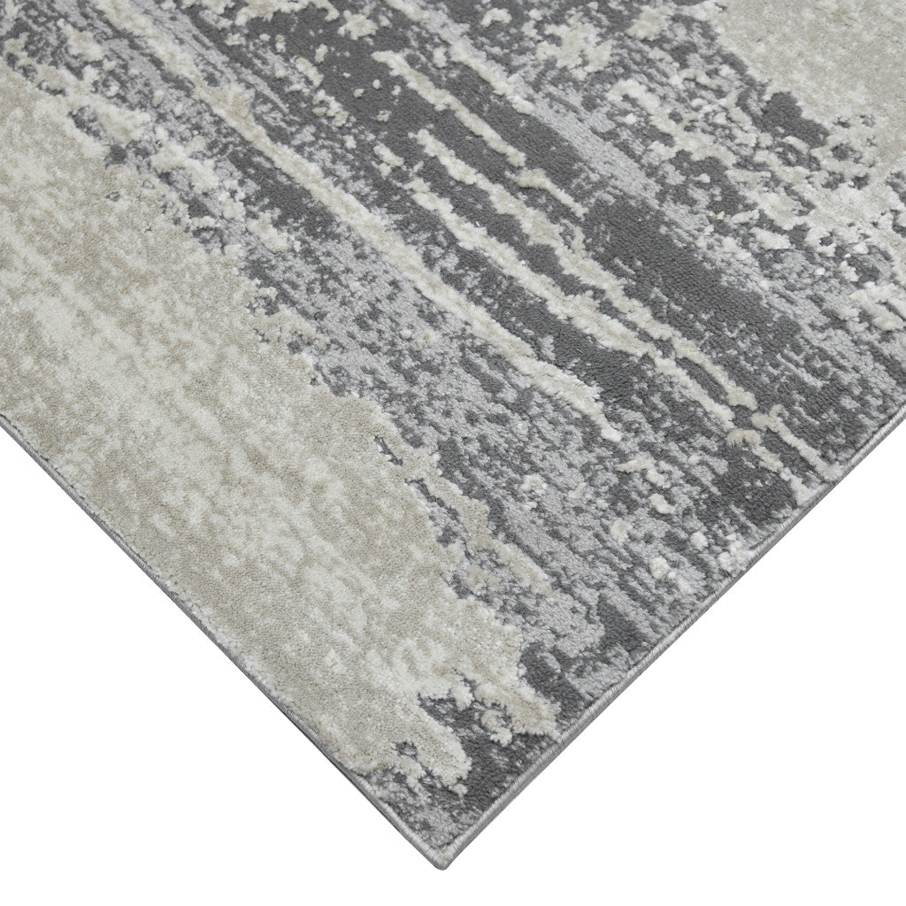 2' X 3' Ivory Beige and Gray Abstract Power Loom Area Rug