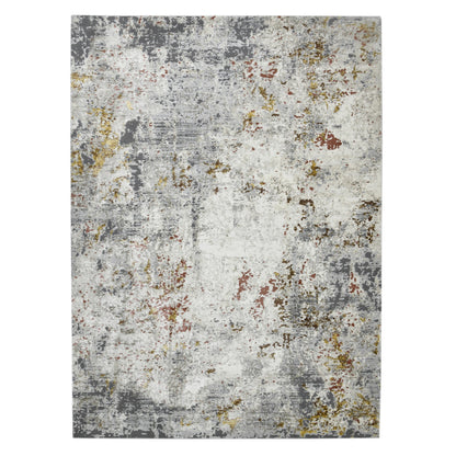 5' X 8' Ivory Gray and Gold Abstract Power Loom Area Rug