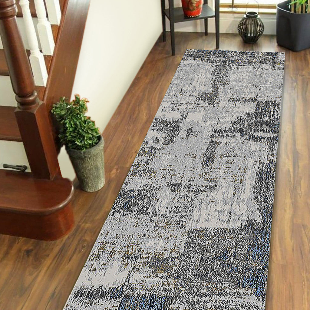 2' X 3' Ivory Navy and Gray Abstract Power Loom Area Rug