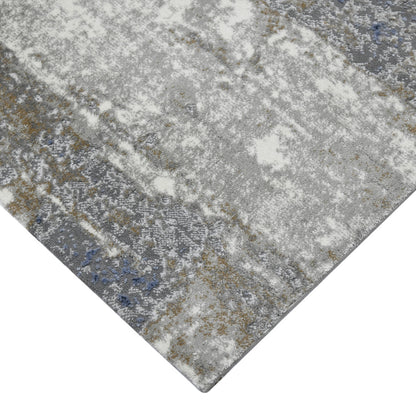 2' X 3' Ivory Navy and Gray Abstract Power Loom Area Rug