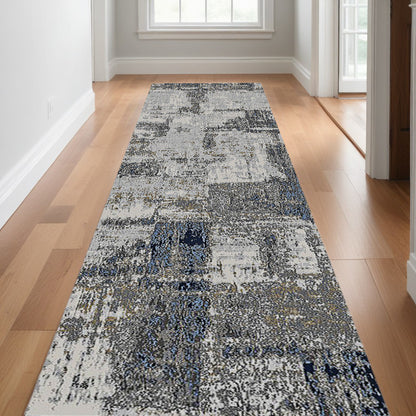 2' X 3' Ivory Navy and Gray Abstract Power Loom Area Rug