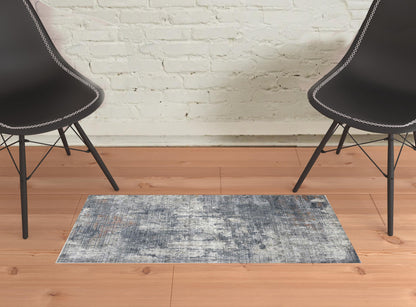 2' X 3' Gray and Ivory Abstract Power Loom Area Rug