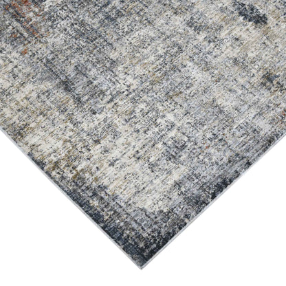 2' X 3' Gray and Ivory Abstract Power Loom Area Rug