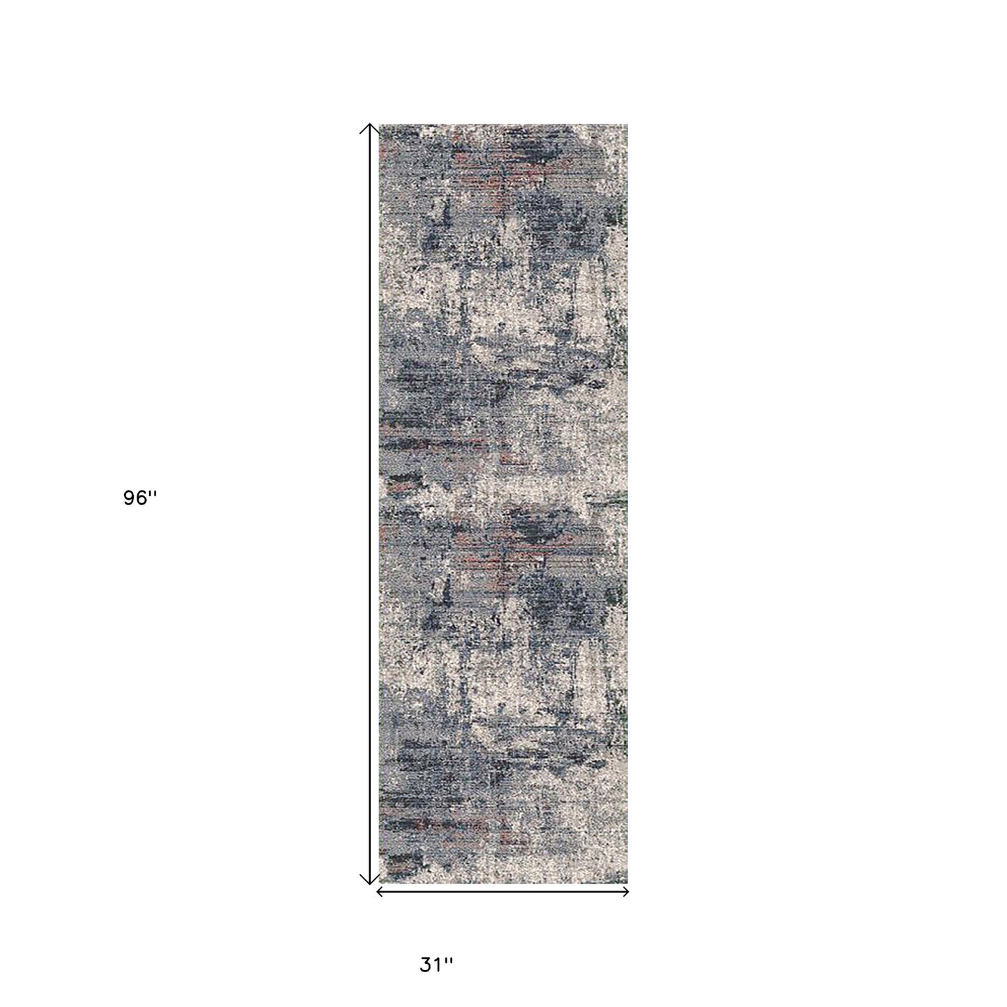 2' X 3' Gray and Ivory Abstract Power Loom Area Rug