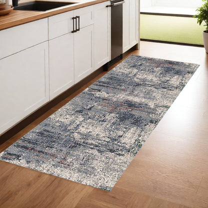 2' X 3' Gray and Ivory Abstract Power Loom Area Rug