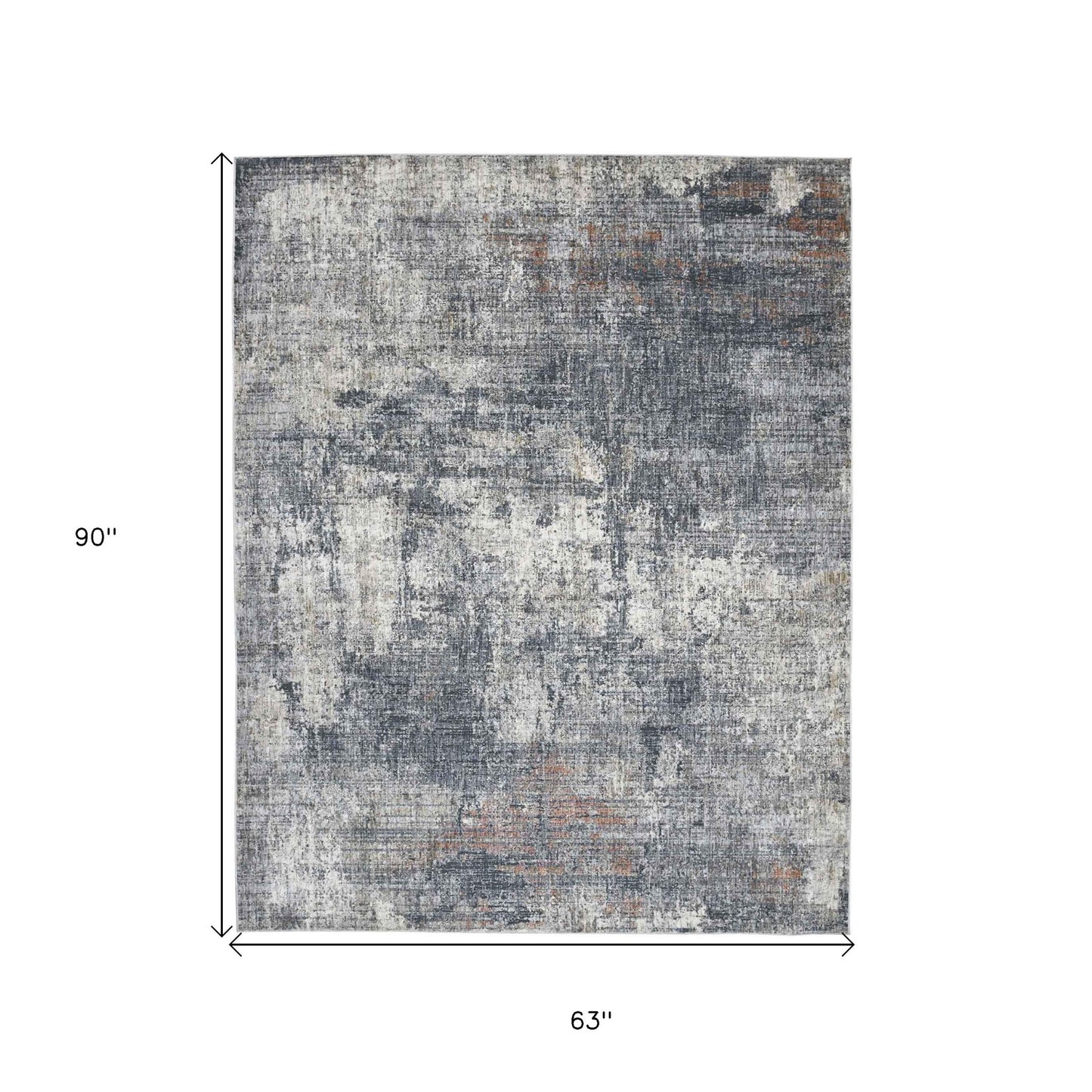 2' X 3' Gray and Ivory Abstract Power Loom Area Rug