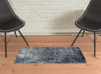 2' X 3' Ivory Navy and Gray Abstract Power Loom Area Rug