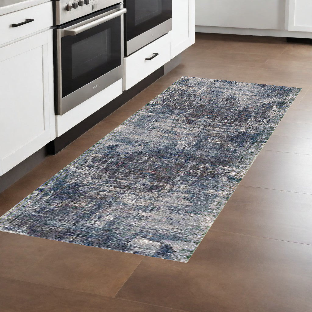 2' X 3' Ivory Navy and Gray Abstract Power Loom Area Rug