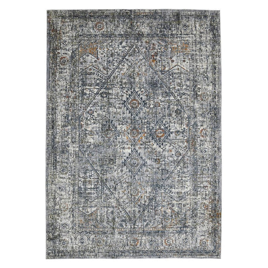 8' X 10' Ivory Gray And Rust Oriental Area Rug