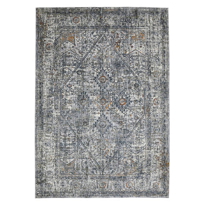 8' X 10' Ivory Gray And Rust Oriental Area Rug