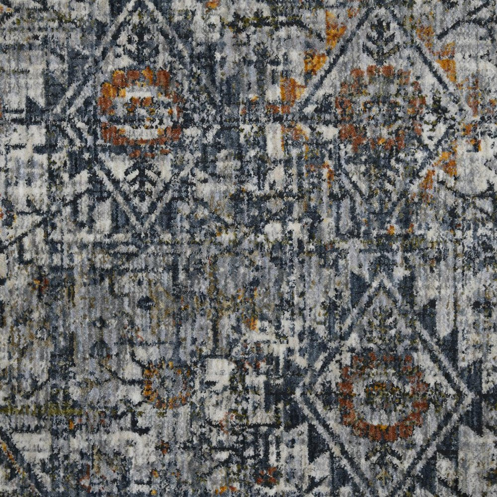 8' X 10' Ivory Gray And Rust Oriental Area Rug