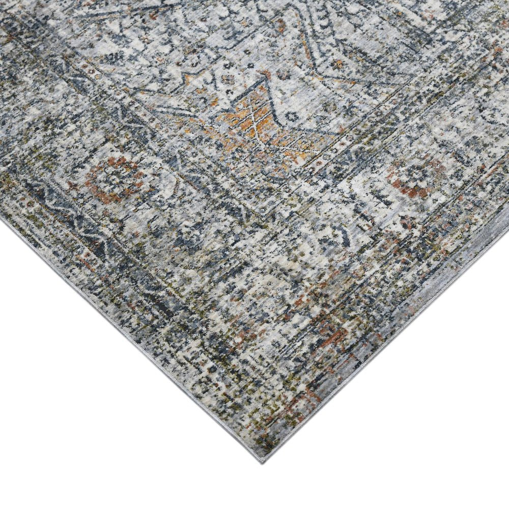 8' X 10' Ivory Gray And Rust Oriental Area Rug