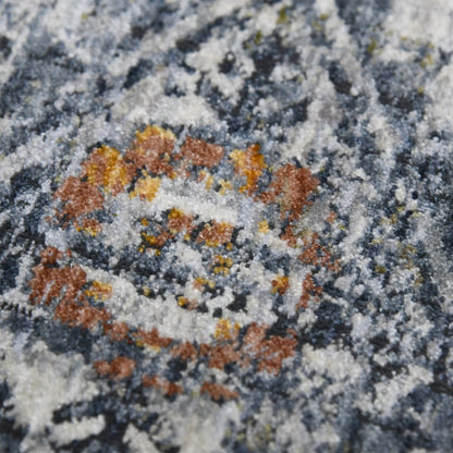 2' X 3' Ivory Gray And Rust Oriental Area Rug