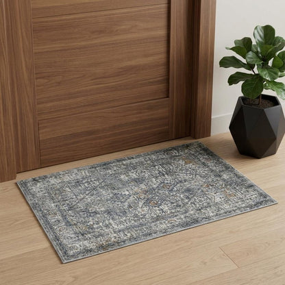 8' X 10' Ivory Gray And Rust Oriental Area Rug