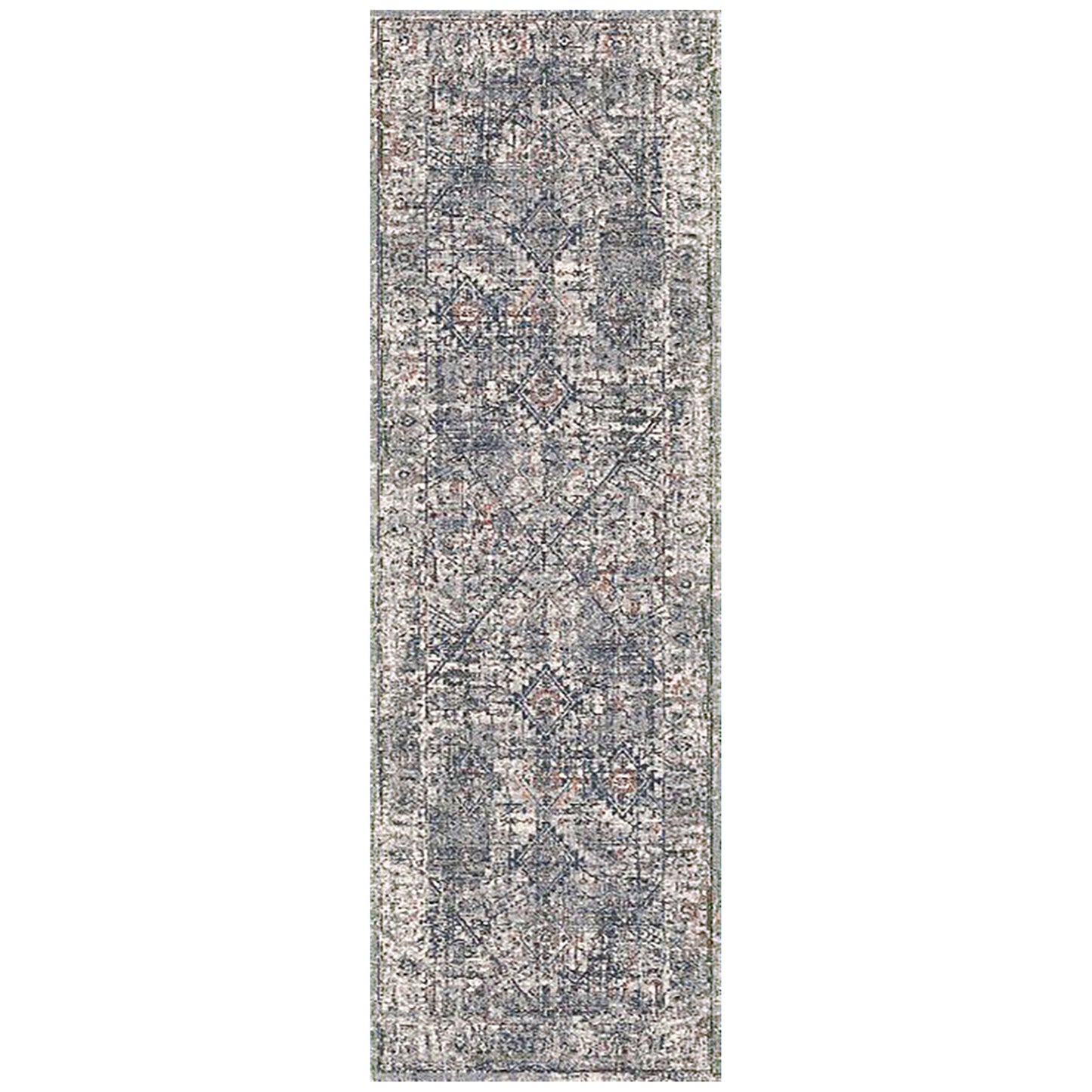 2' X 3' Ivory Navy and Orange Oriental Power Loom Area Rug