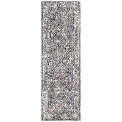 8' X 10' Ivory Gray And Rust Oriental Area Rug