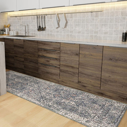 2' X 3' Ivory Gray And Rust Oriental Area Rug