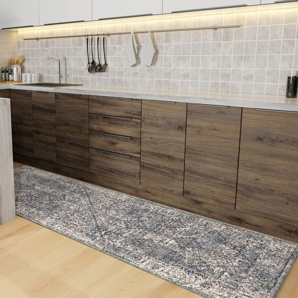 2' X 3' Ivory Gray And Rust Oriental Area Rug